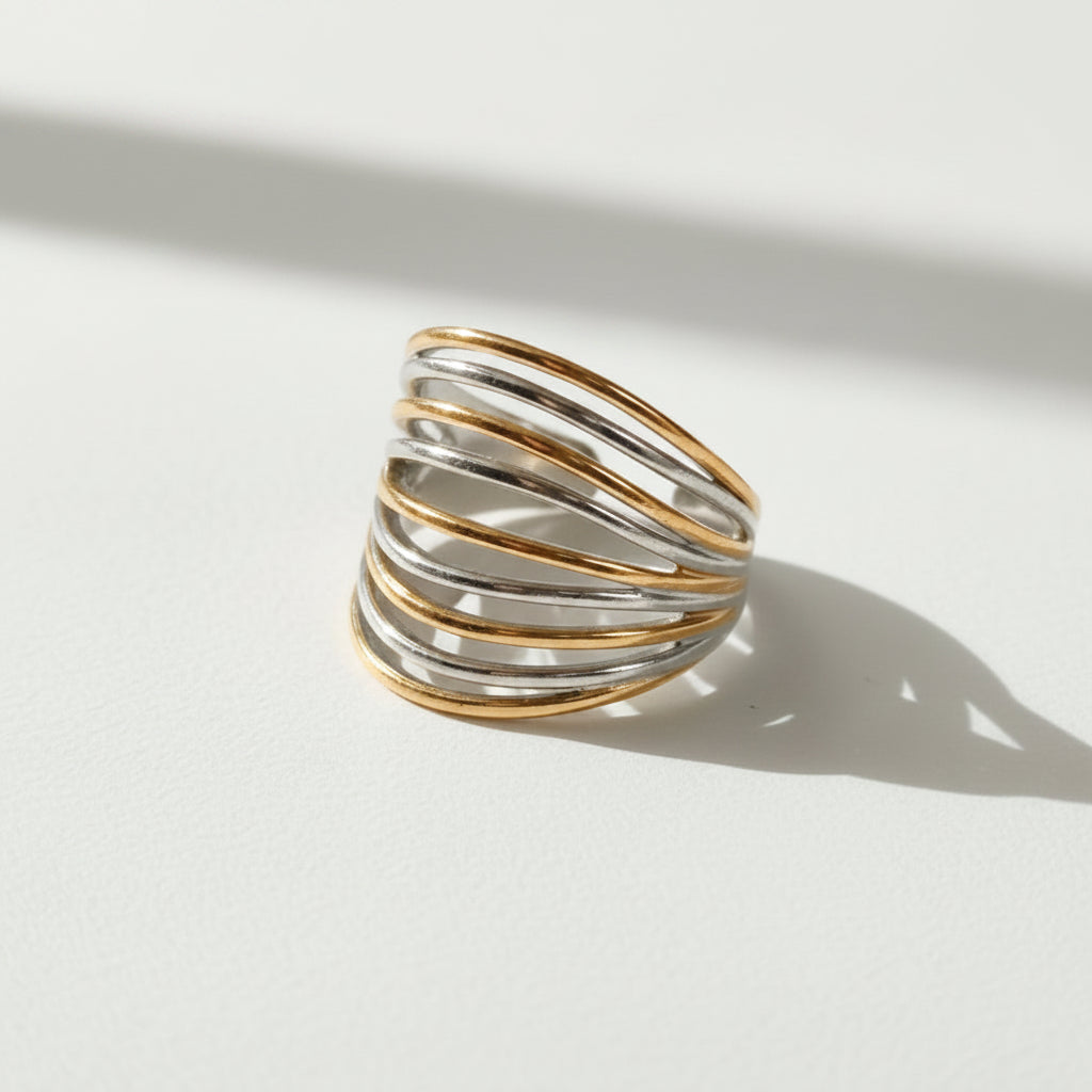 Two-Tone Gold Ring – Everyday Stackable Statement