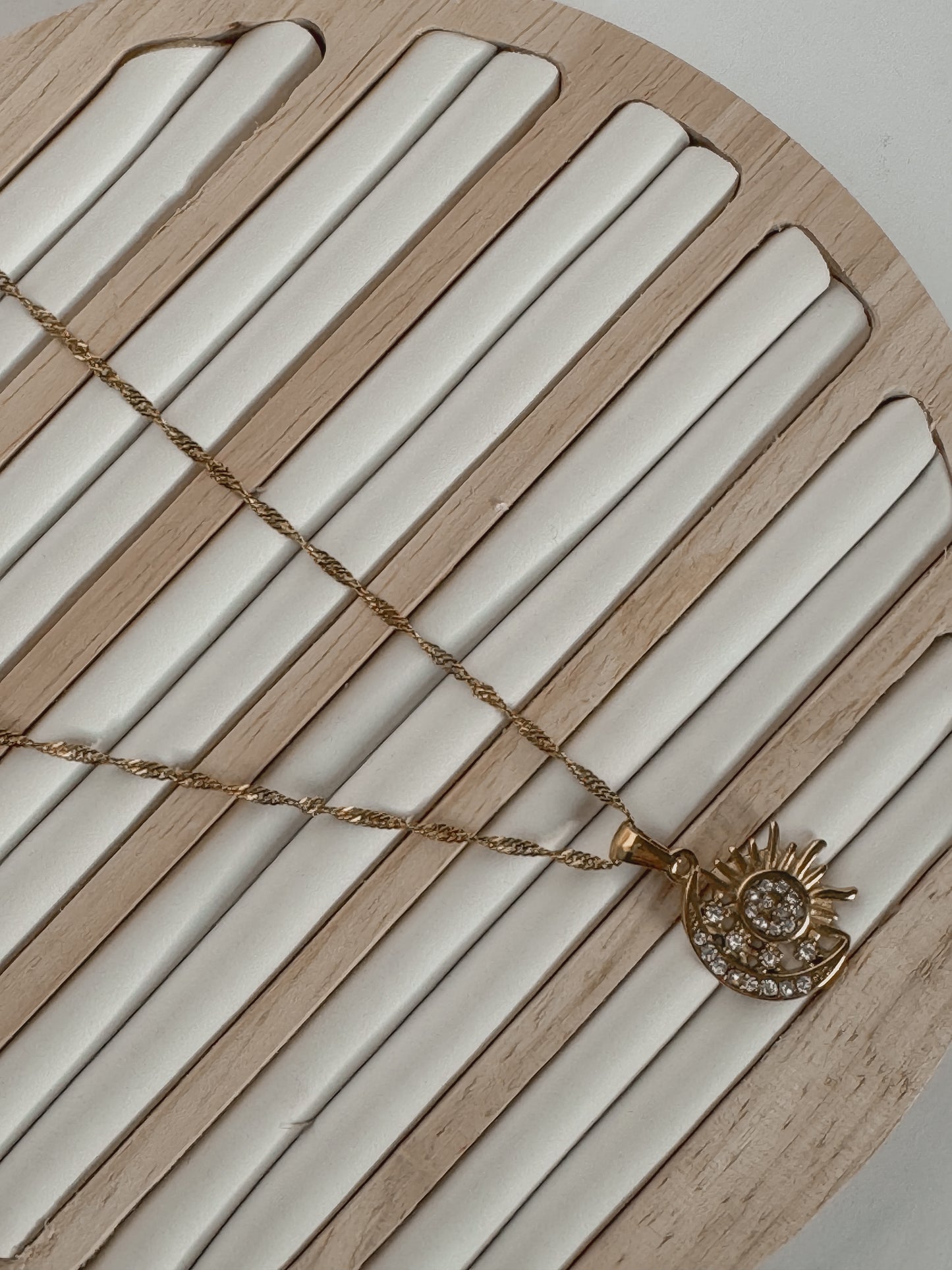 Zirconia Sun Moon Necklace