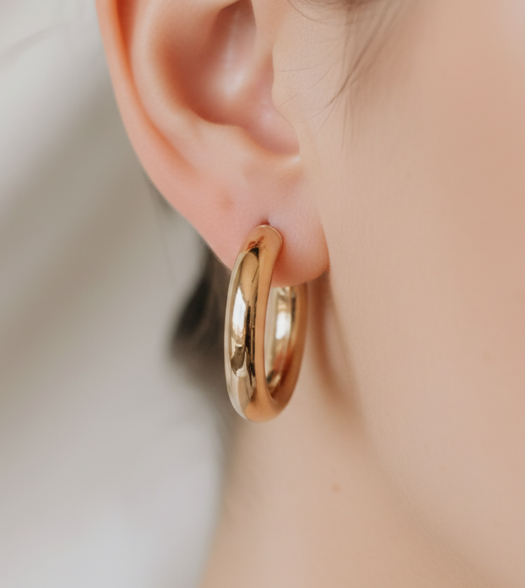 Gold Chunky Hoops 6mm