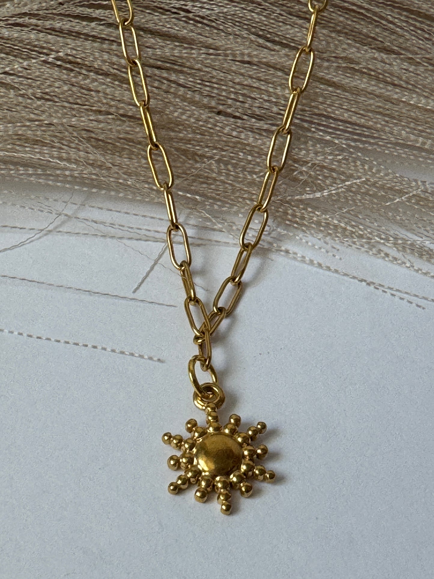 Paper Clip Mini Sun Necklace