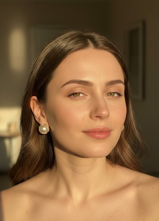 Gilded Pearl Stud Earrings