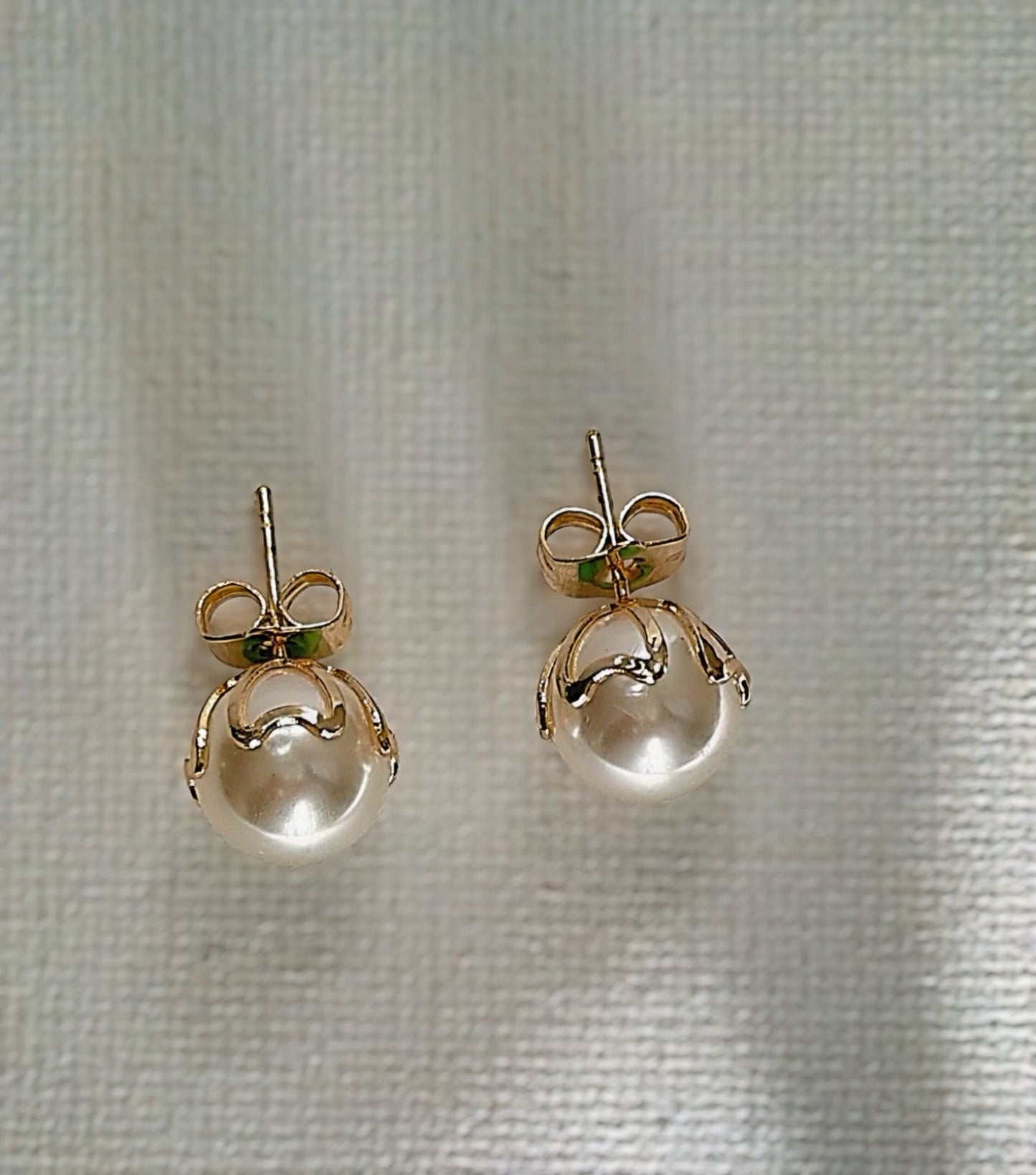 Gilded Pearl Stud Earrings