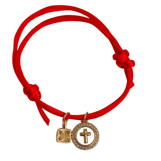 Adjustable Red Cord Bracelet ( birthstone)