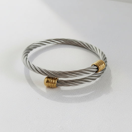 Two Tones Twisted Cable Bangle