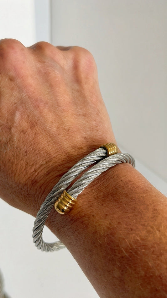 Two Tones Twisted Cable Bangle