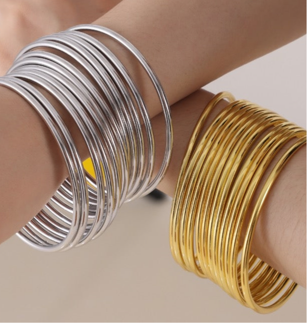 Gold Bangle Stack