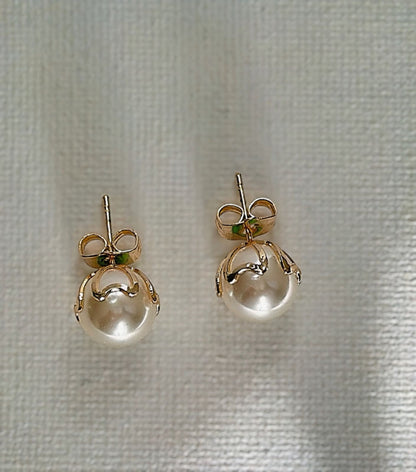 Gilded Pearl Stud Earrings