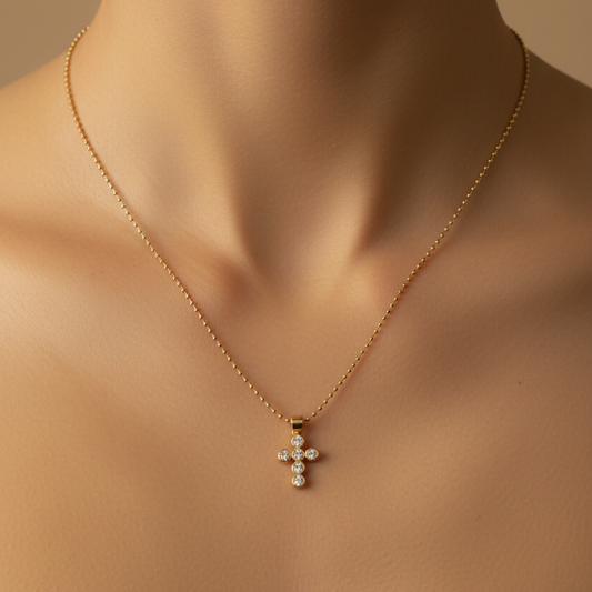 Mini Cross Zirconia Necklace
