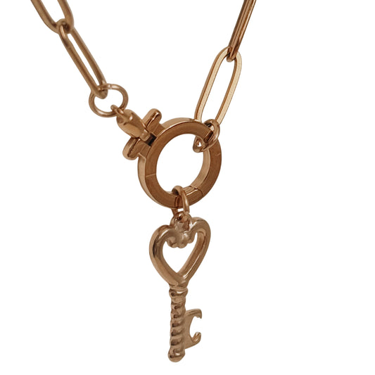 Paper Clip Round Carabiner Necklace