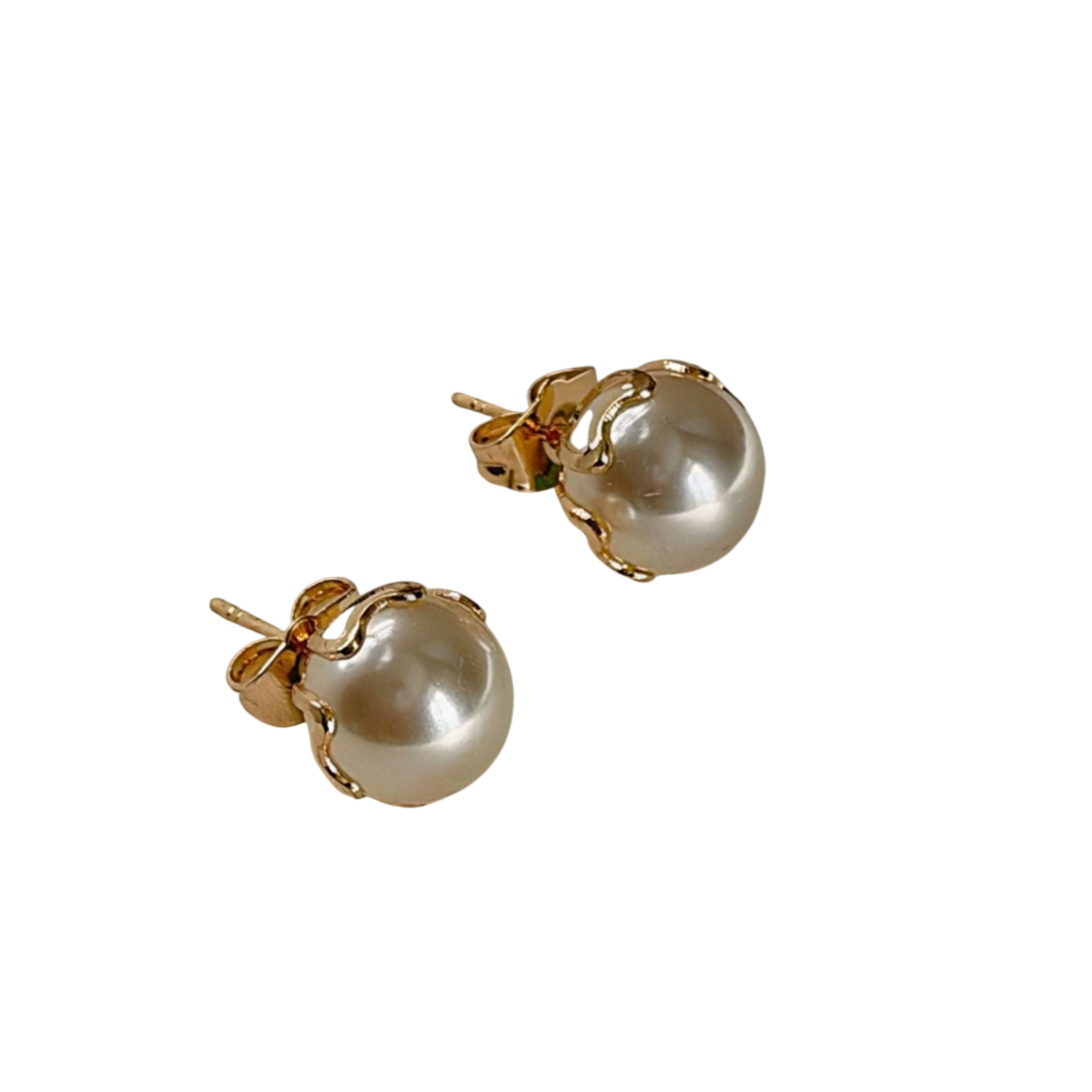 Gilded Pearl Stud Earrings